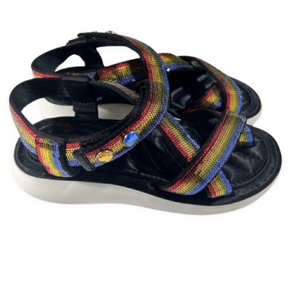 Vince Camuto Rainbow Sequin Criss Cross Flat Sandal 9 NWT - Picture 5 of 9